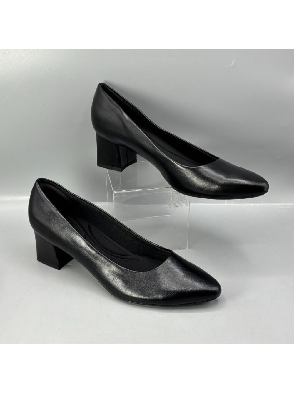 Easy Spirit Cosma Pumps Womens 8 Black Leather Almond Toe Slip On Career Formal